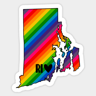 USA States: Rhode Island (rainbow) Sticker